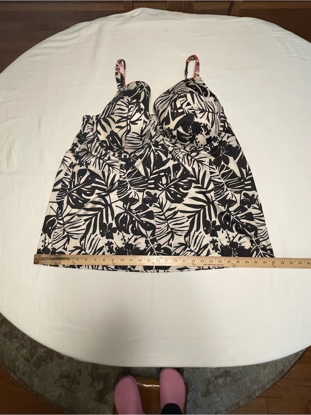 Black & Cream Tropical Print Women's Swim Suit - Picture 2 of 10
